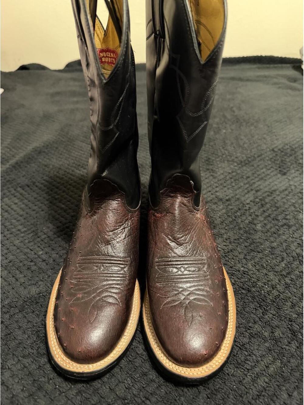Nocna leather cowboy boots with ostrich and geometric design size #western
